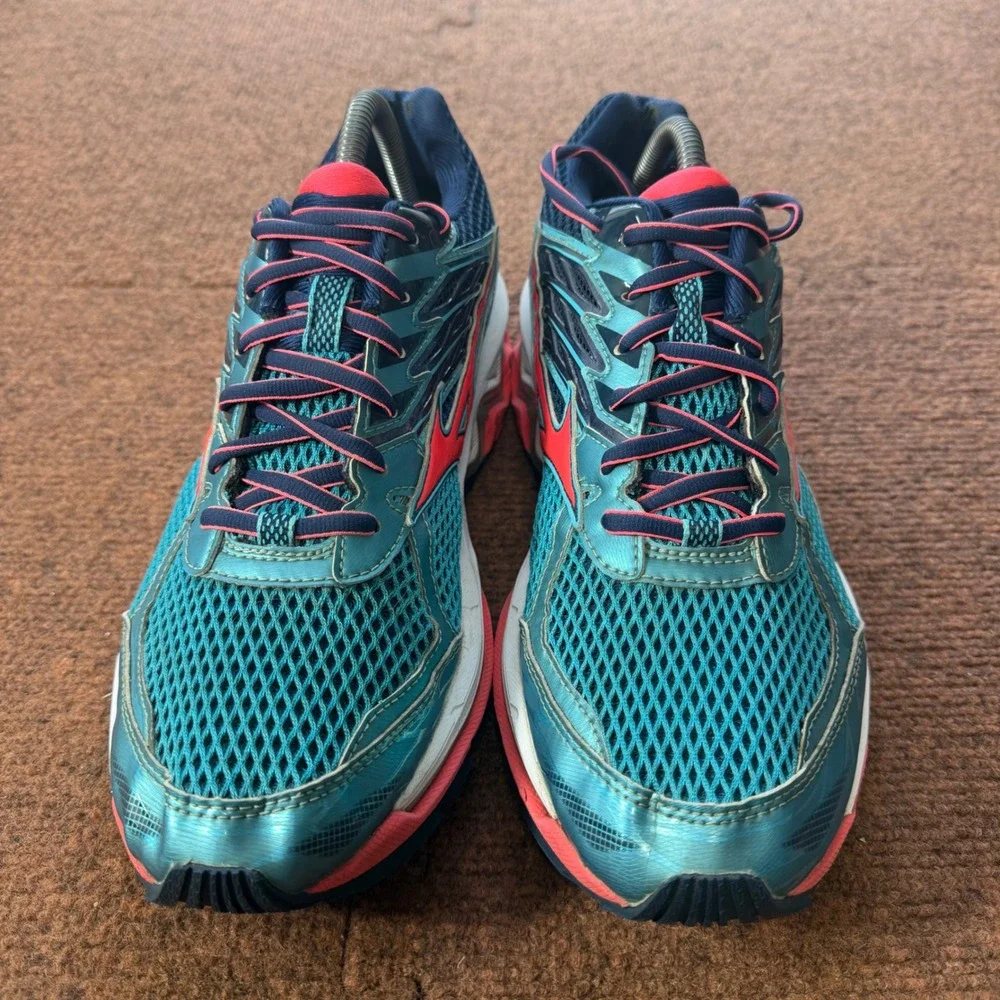 C+ Mizuno Wave Paradox 3 Womens Running Shoes‎ Teal Navy Coral J1GD1640 Size 11